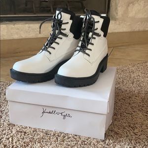 Kendall + Kylie white combat boots